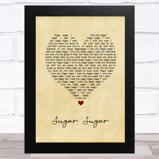 Doreen Shaffer Sugar sugar Vintage Heart Song Lyric Music Art Print