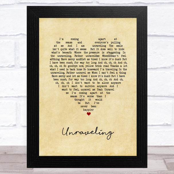 Cory Asbury Unraveling Vintage Heart Song Lyric Music Art Print