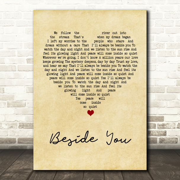 Simply Red Beside You Vintage Heart Song Lyric Music Art Print