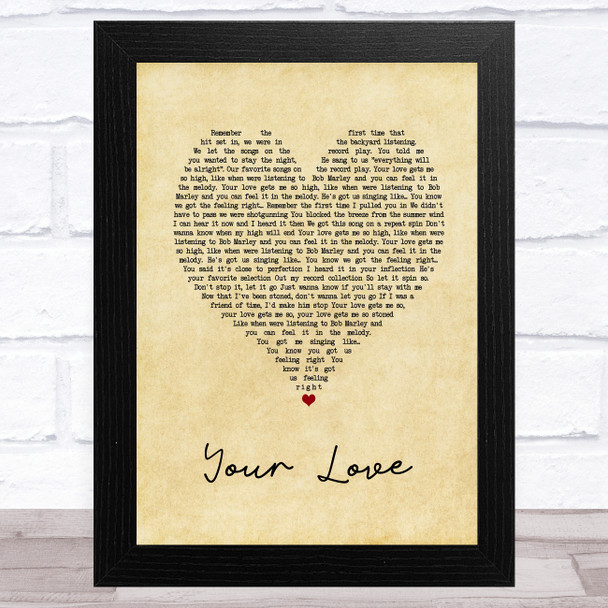 Dirty Heads Your Love Vintage Heart Song Lyric Music Art Print