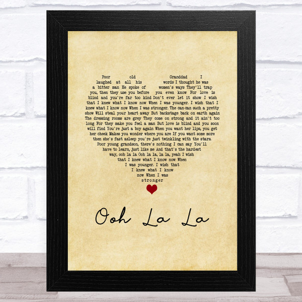 Rod Stewart Ooh La La Vintage Heart Song Lyric Music Art Print