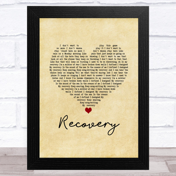 James Arthur Recovery Vintage Heart Song Lyric Music Art Print