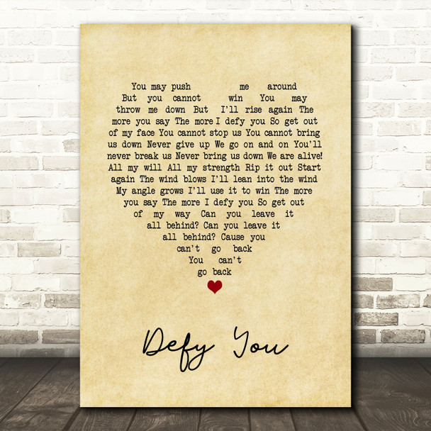 The Offspring Defy You Vintage Heart Song Lyric Music Art Print