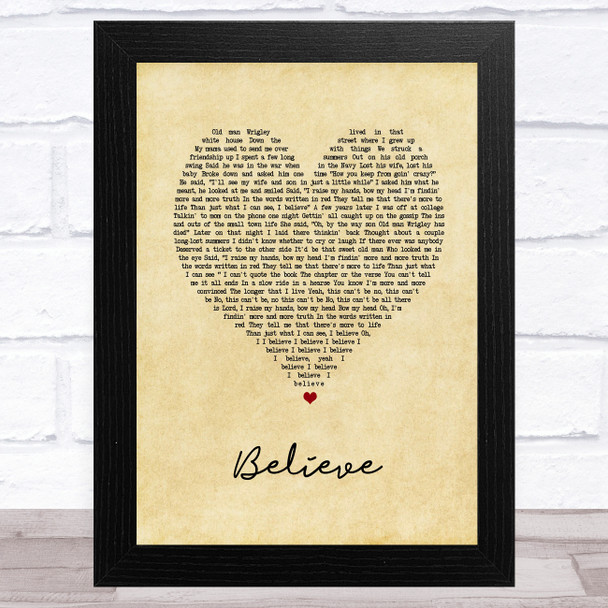 Brooks & Dunn Believe Vintage Heart Song Lyric Music Art Print