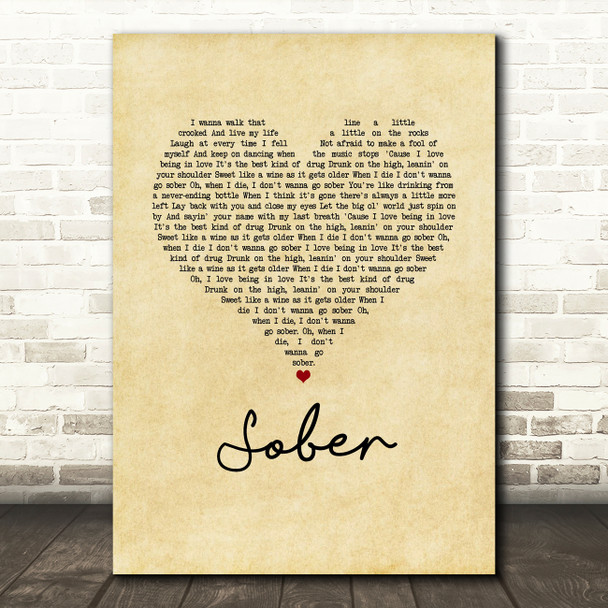 Little Big Town Sober Vintage Heart Song Lyric Music Art Print