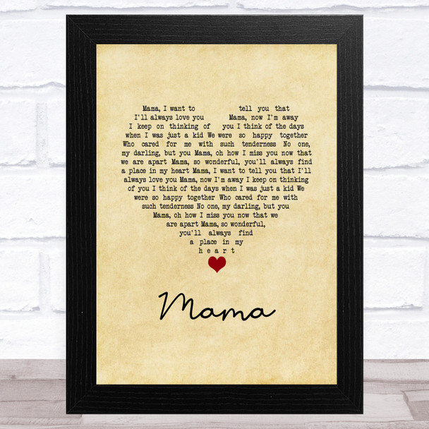 David Whitfield Mama Vintage Heart Song Lyric Music Art Print