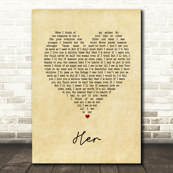 Anne-Marie Her Vintage Heart Song Lyric Music Art Print