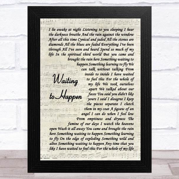 Marillion Waiting to Happen Vintage Script Song Lyric Music Art Print