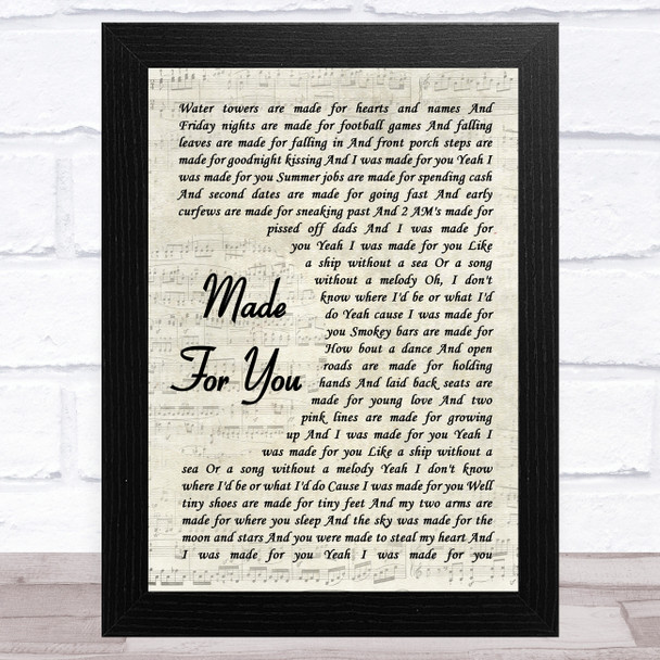 Jake Owen Made For You Vintage Script Song Lyric Music Art Print