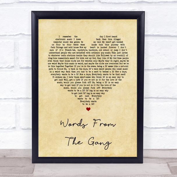 Coone Words From The Gang Vintage Heart Song Lyric Quote Print