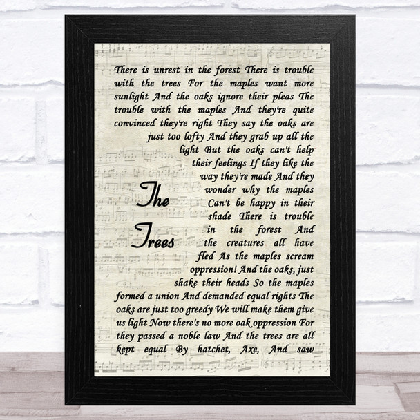 Rush The Trees Vintage Script Song Lyric Music Art Print