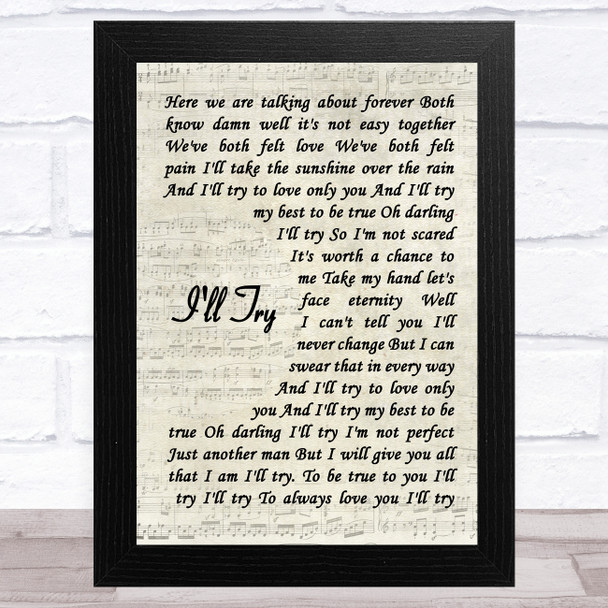 Alan Jackson I'll Try Vintage Script Song Lyric Music Art Print