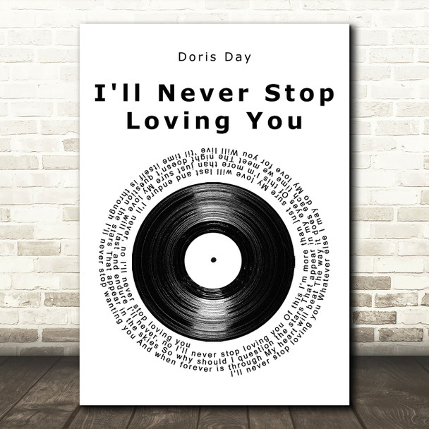 Doris Day I'll Never Stop Loving You Vinyl Record Song Lyric Music Art Print