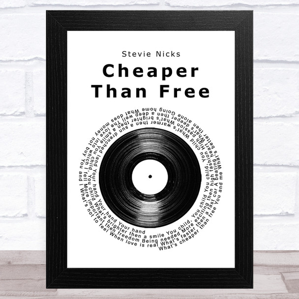 Stevie Nicks Cheaper Than Free Vinyl Record Song Lyric Music Art Print