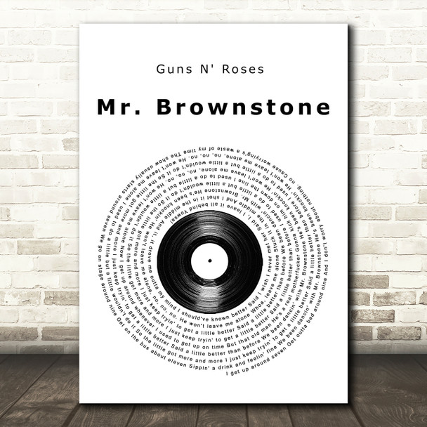 Guns N' Roses Mr. Brownstone Vinyl Record Song Lyric Music Art Print