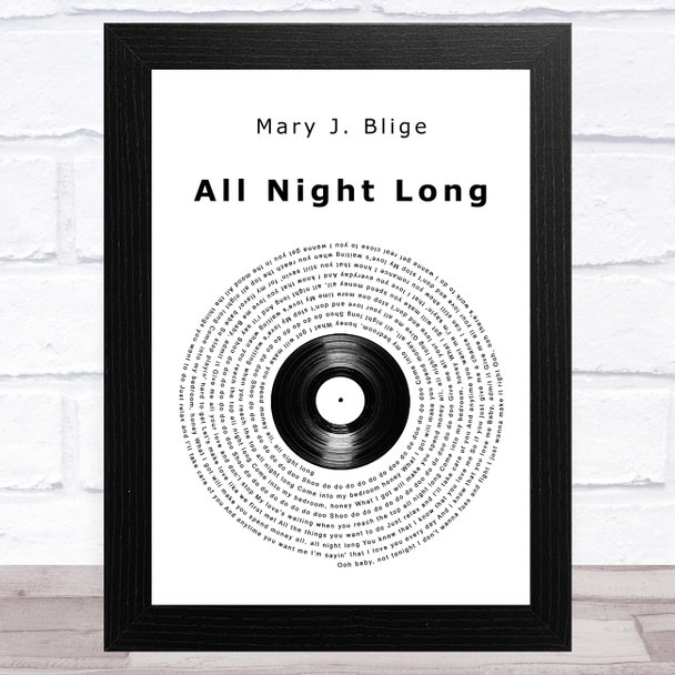 Mary J. Blige All Night Long Vinyl Record Song Lyric Music Art Print