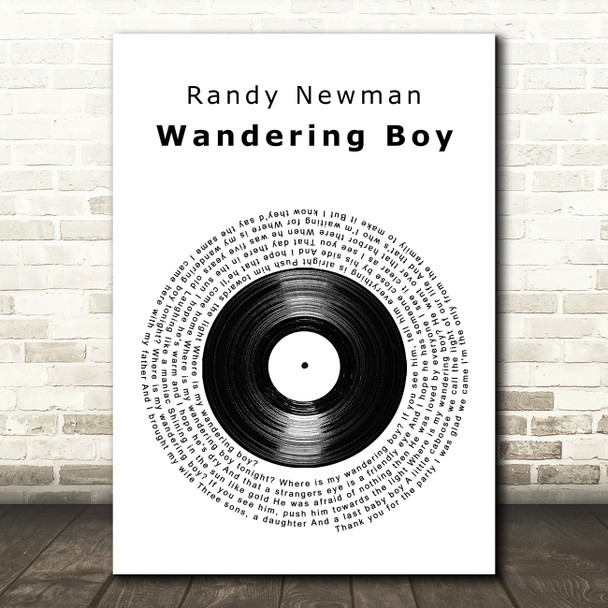 Randy Newman Wandering Boy Vinyl Record Song Lyric Music Art Print