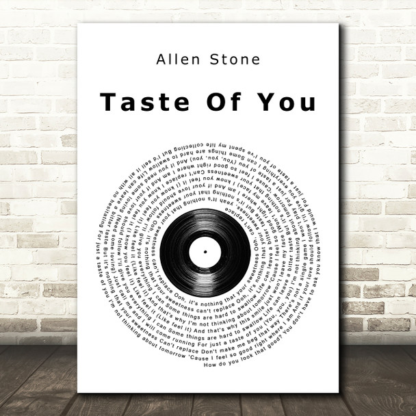 Allen Stone Taste Of You Vinyl Record Song Lyric Music Art Print