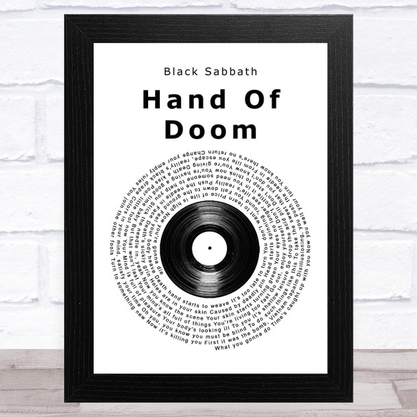 Black Sabbath Hand Of Doom Vinyl Record Song Lyric Music Art Print