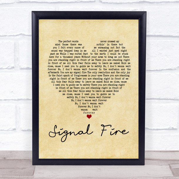 Snow Patrol Signal Fire Vintage Heart Song Lyric Quote Print