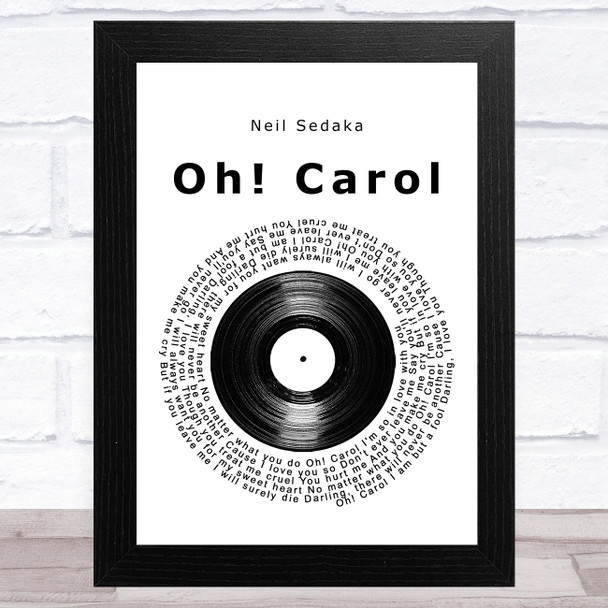 Neil Sedaka Oh! Carol Vinyl Record Song Lyric Music Art Print