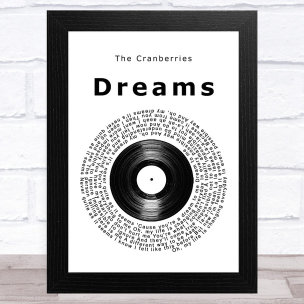The Cranberries Dreams Vinyl Record Song Lyric Music Art Print