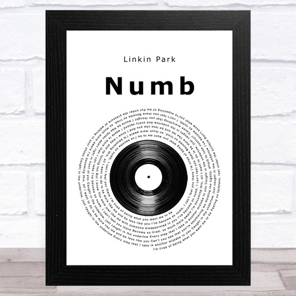 Linkin Park Numb Vinyl Record Song Lyric Music Art Print