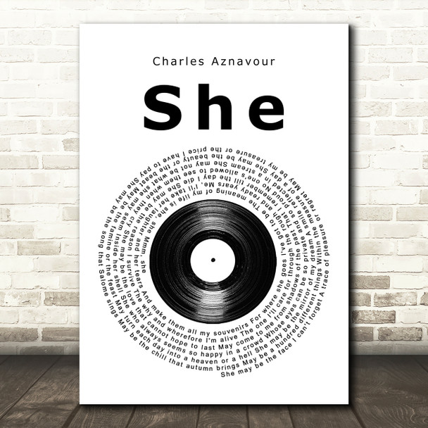 Charles Aznavour She Vinyl Record Song Lyric Music Art Print