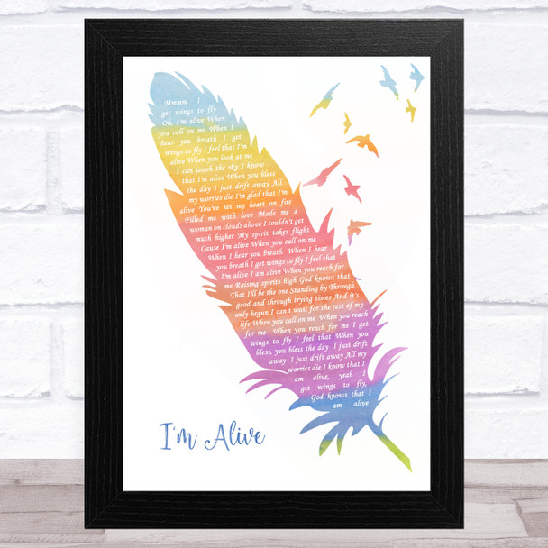 Celine Dion I'm Alive Watercolour Feather & Birds Song Lyric Music Art Print