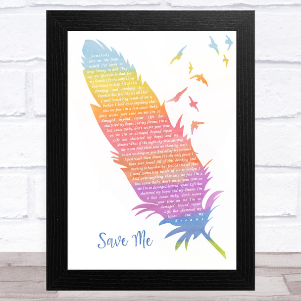 Jelly Roll Save Me Watercolour Feather & Birds Song Lyric Music Art Print