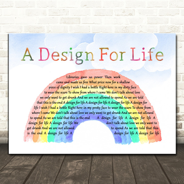 Manic Street Preachers A Design For Life Watercolour Rainbow & Clouds Song Lyric Music Art Print