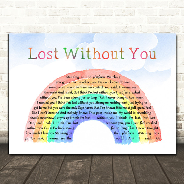 Freya Ridings Lost Without You Watercolour Rainbow & Clouds Song Lyric Music Art Print