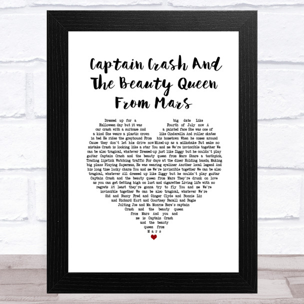Bon Jovi Captain Crash And The Beauty Queen From Mars White Heart Song Lyric Music Art Print