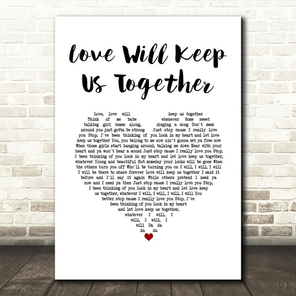 Captain & Tennille Love Will Keep Us Together White Heart Song Lyric Music Art Print