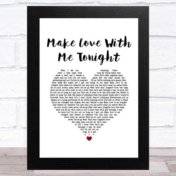 Rod Stewart Make Love With Me Tonight White Heart Song Lyric Music Art Print