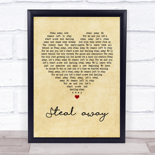 The Fureys Steal away Vintage Heart Song Lyric Quote Print