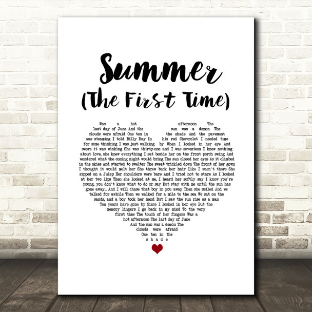 Bobby Goldsboro Summer (The First Time) White Heart Song Lyric Music Art Print