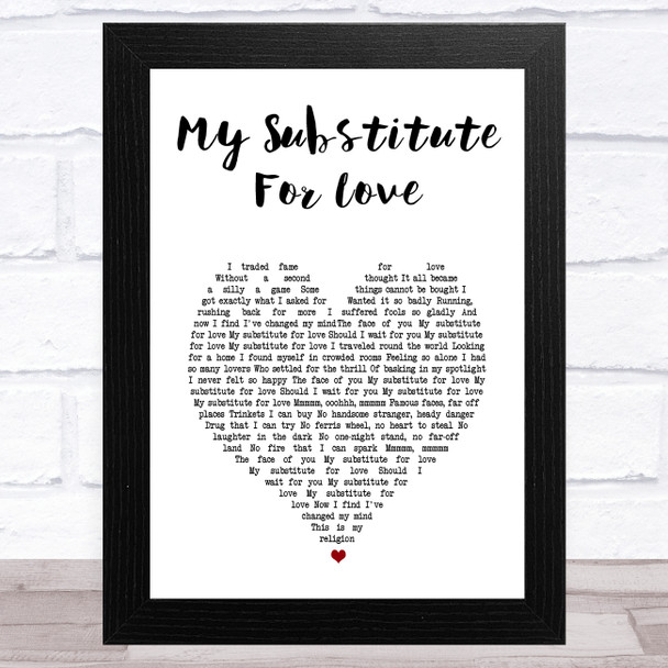 Madonna No Substitute For Love White Heart Song Lyric Music Art Print