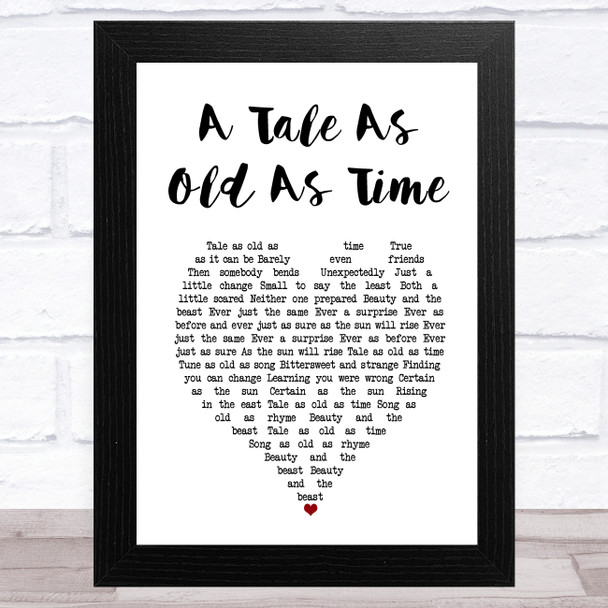 Celine Dion A Tale As Old As Time White Heart Song Lyric Music Art Print
