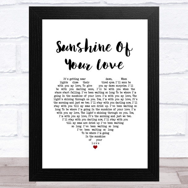 Eric Clapton Sunshine Of Your Love White Heart Song Lyric Music Art Print