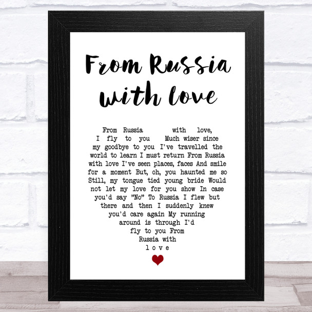 Matt Monro From Russia with Love White Heart Song Lyric Music Art Print