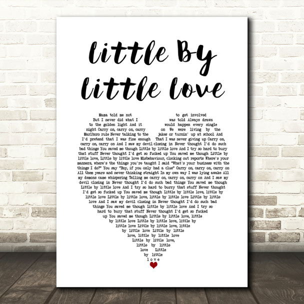 Tom Grennan Little By Little Love White Heart Song Lyric Music Art Print