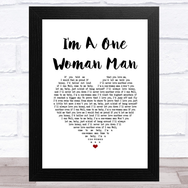 George Jones I'm A One Woman Man White Heart Song Lyric Music Art Print