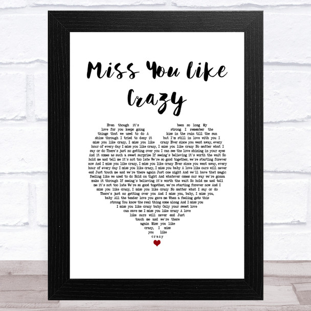 Natalie Cole Miss You Like Crazy White Heart Song Lyric Music Art Print