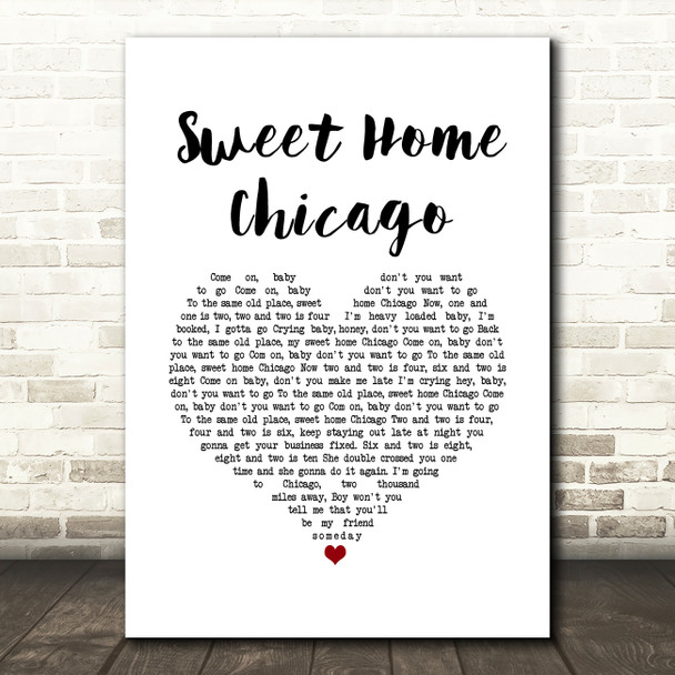 Eric Clapton Sweet Home Chicago White Heart Song Lyric Music Art Print