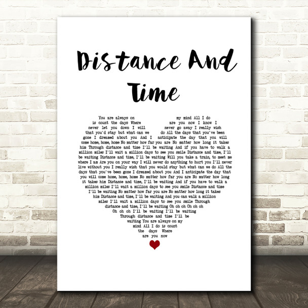 Alicia Keys Distance And Time White Heart Song Lyric Music Art Print