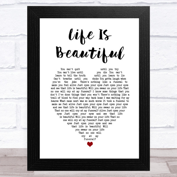 Sixx A M Life Is Beautiful White Heart Song Lyric Music Art Print