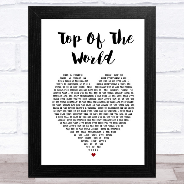 The Carpenters Top Of The World White Heart Song Lyric Music Art Print