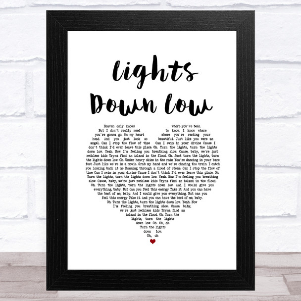 MAX Lights Down Low White Heart Song Lyric Music Art Print