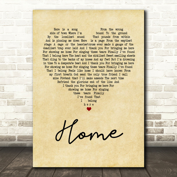 Depeche Mode Home Vintage Heart Song Lyric Quote Print